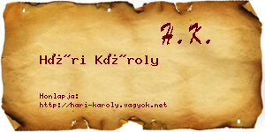 Hári Károly névjegykártya